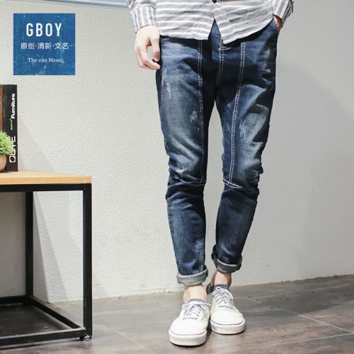 Jeans pour jeunesse pieds Slim en coton printemps - Ref 1482972