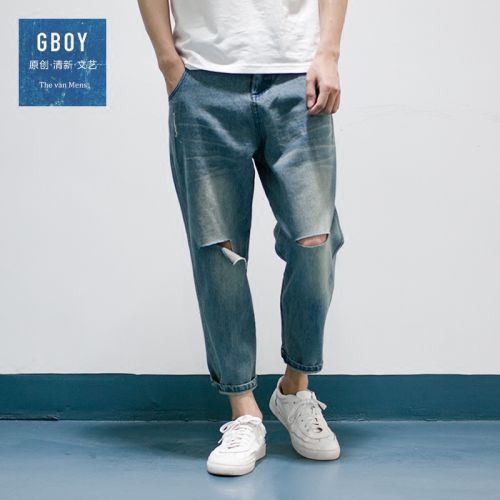 Jeans pour jeunesse coupe droite en coton été - Ref 1482979