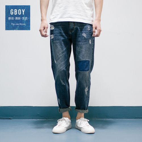 Jeans pour jeunesse coupe droite en coton été - Ref 1482982