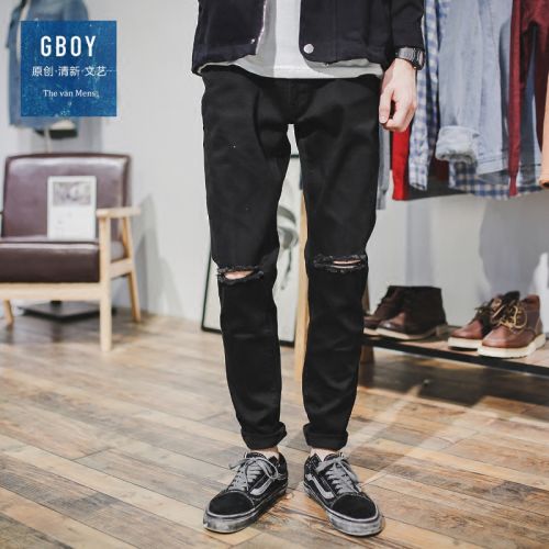 Jeans pour jeunesse pieds Slim en coton automne - Ref 1483008