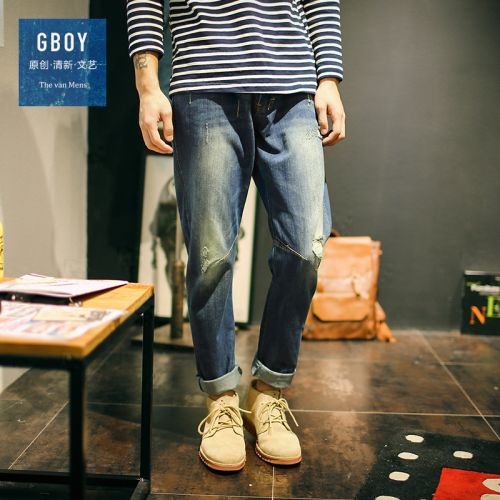 Jeans pour jeunesse pieds Slim en coton printemps - Ref 1483029