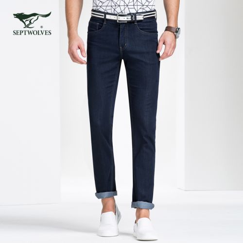 Jeans coupe droite SEPTWOLVES les fibres de viscose rayonne coton, polyester pour printemps - Ref 1483420