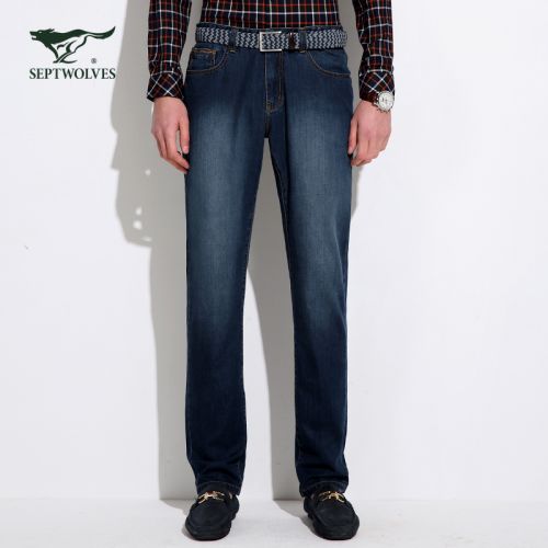 Jeans pour jeunesse coupe droite SEPTWOLVES en coton été - Ref 1483457