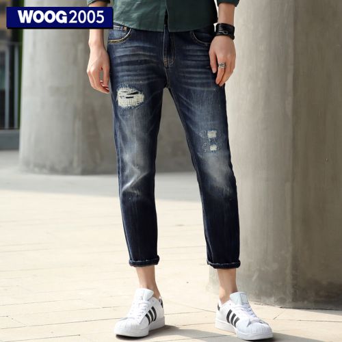 Jeans pour jeunesse pieds Slim WOOG2005 en coton été - Ref 1483905