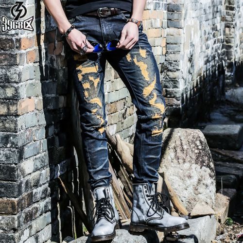 Jeans pour jeunesse pieds Slim Coton polyester polyuréthane élastique fibre spandex printemps - Ref 1483921