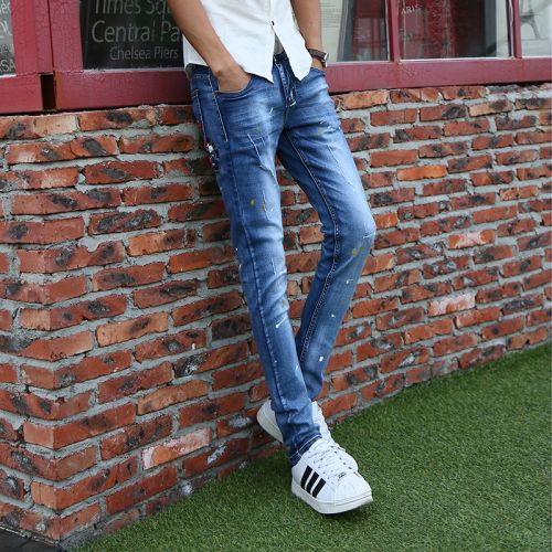 Jeans pour adolescent pieds Slim en coton Quatre saisons - Ref 1485043