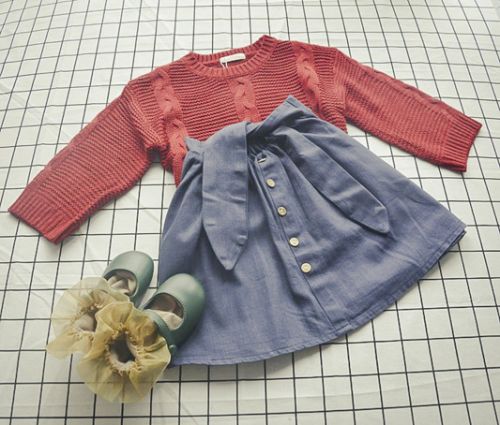 Jupe fillette MILU en Coton denim bombe - Ref 2050475