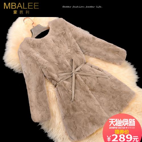 Manteau de fourrure femme MBALEE en Poils lapin rex - Ref 3172327