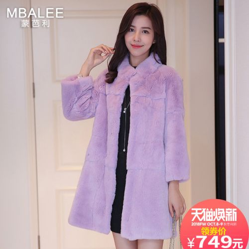 Manteau de fourrure femme MBALEE en Poils lapin rex - Ref 3172787