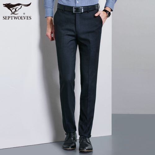 Pantalon droit pour jeunesse SEPTWOLVES de fibres viscose polyester, rayonne laine polyuréthane élastique fibreux spandex automne - Ref 1467665