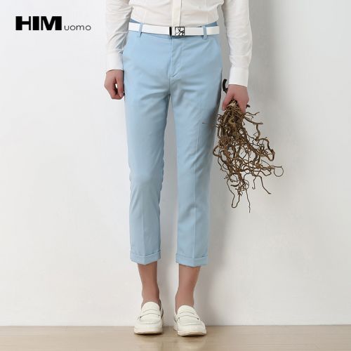 Pantalon Slim-type pour jeunesse HIM UOMO de fibres viscose polyester, rayonne polyuréthane élastique fibreux spandex été - Ref 1468483