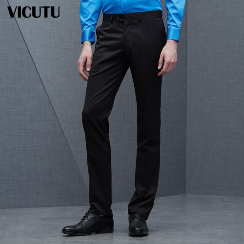 Pantalon droit VICUTU laine de soie polyuréthane élastique fibre spandex pour automne - Ref 1485538