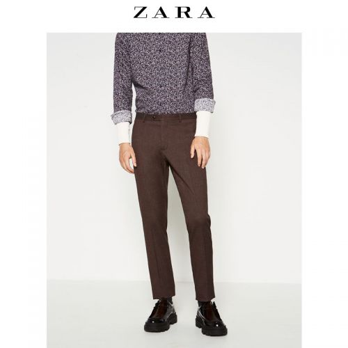 Pantalon droit pour jeunesse ZARA fibre de polyester fibres viscose rayonne polyuréthane élastique spandex automne - Ref 1486488