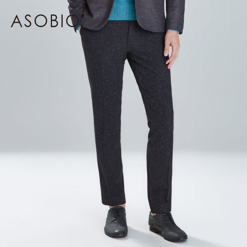 Pantalon Slim-type ASOBIO de fibres viscose polyester, rayonne polyuréthane élastique fibreux spandex pour automne - Ref 1487393