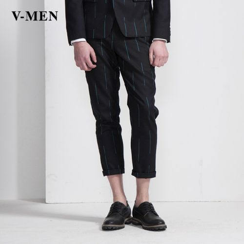Pantalon droit VMEN de fibres viscose polyester, rayonne polyuréthane élastique fibreux spandex pour automne - Ref 1490468