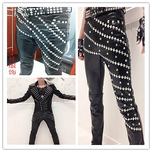 Pantalon cuir homme serré pour jeunesse automne - Ref 1476834