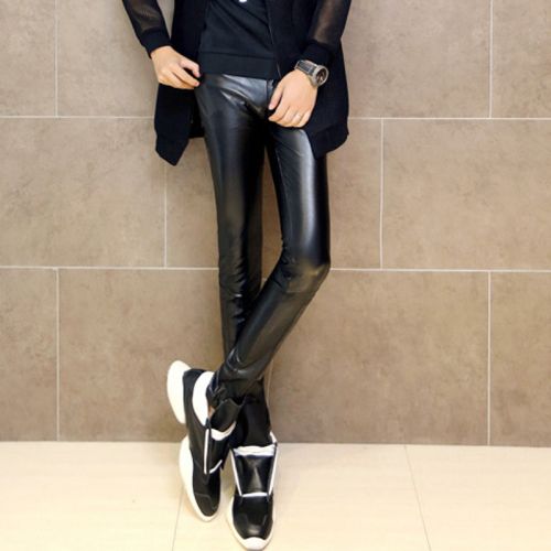 Pantalon cuir homme serré pour jeunesse printemps - Ref 1476847