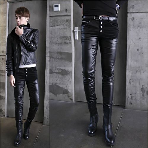 Pantalon cuir homme serré pour jeunesse automne - Ref 1476872
