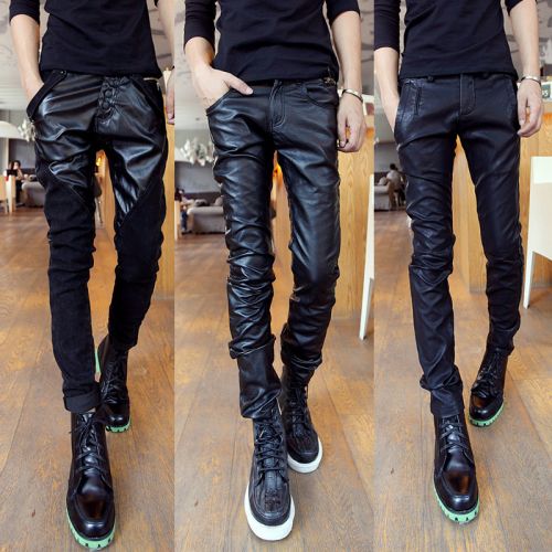 Pantalon cuir homme serré pour jeunesse automne - Ref 1476995