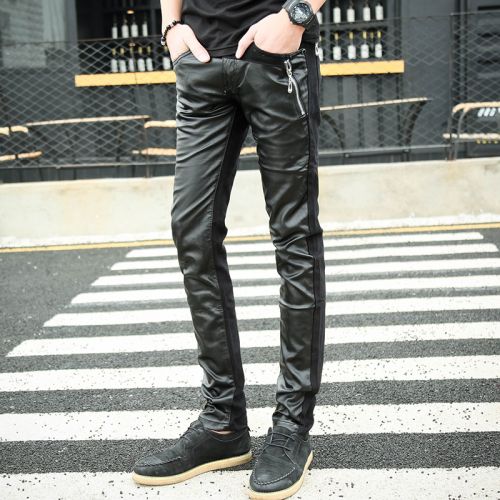 Pantalon cuir homme serré pour jeunesse UYUK similicuir printemps - Ref 1477199