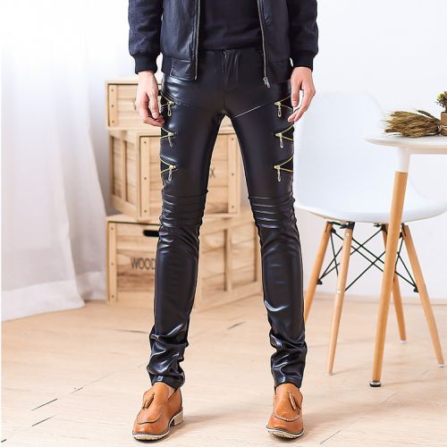 Pantalon cuir homme serré pour jeunesse automne - Ref 1477271
