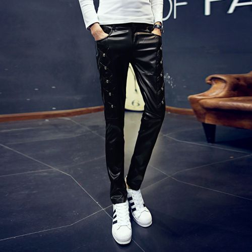 Pantalon cuir homme serré pour jeunesse hiver - Ref 1477401