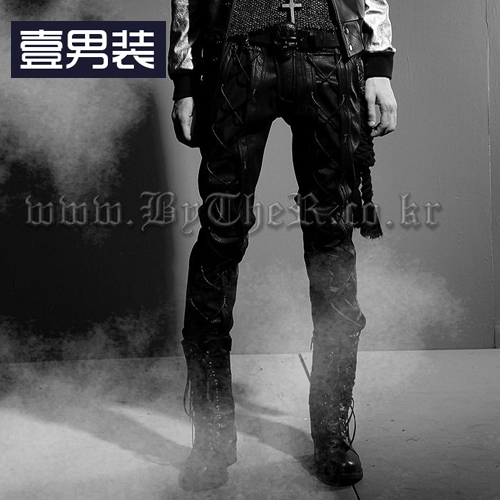 Pantalon cuir homme serré pour jeunesse automne - Ref 1477511