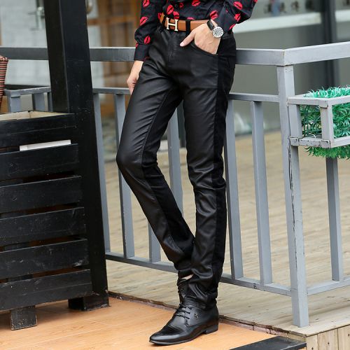 Pantalon cuir homme serré pour adolescent automne - Ref 1477558