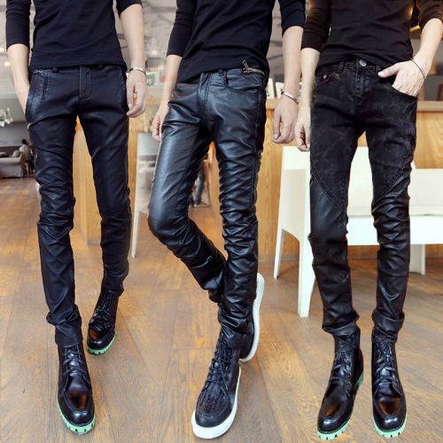 Pantalon cuir homme serré pour adolescent automne - Ref 1477579