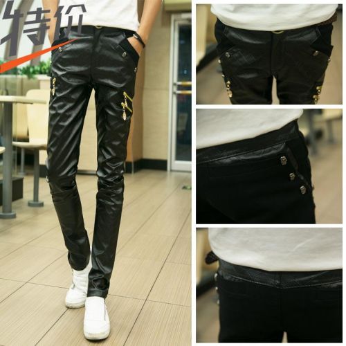 Pantalon cuir homme serré pour adolescent automne - Ref 1477619