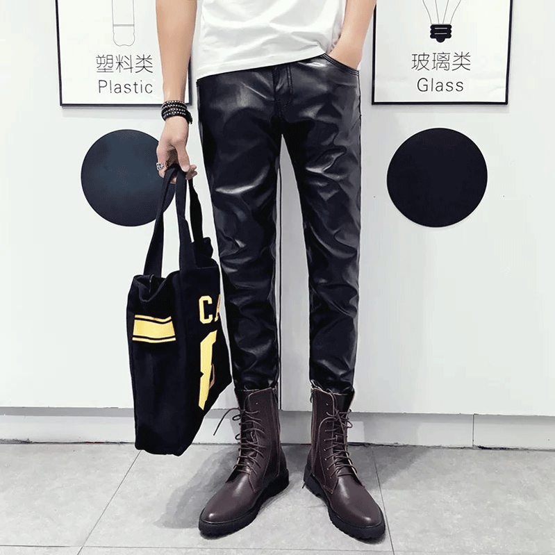 Pantalon cuir homme serré pour adolescent PU automne - Ref 1477851