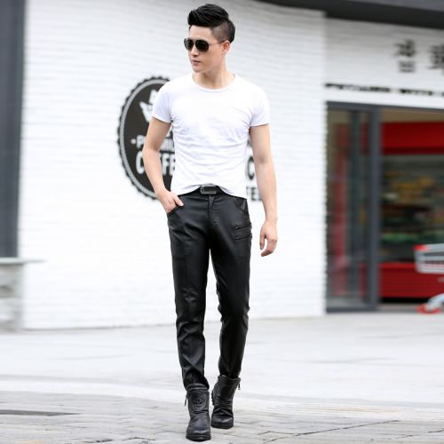 Pantalon cuir homme serré pour jeunesse automne - Ref 1478124