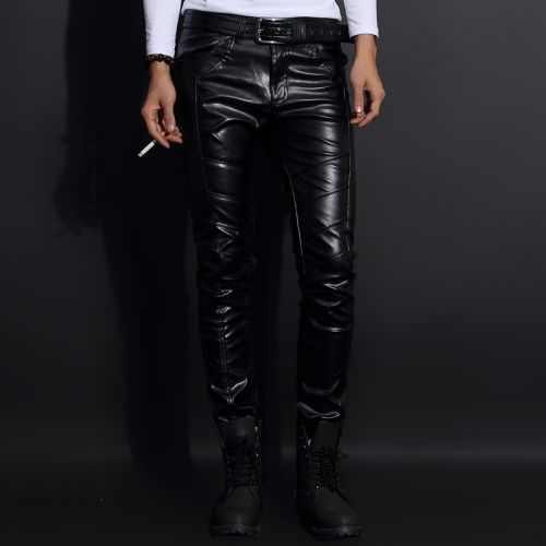 Pantalon cuir homme serré pour jeunesse automne - Ref 1478264