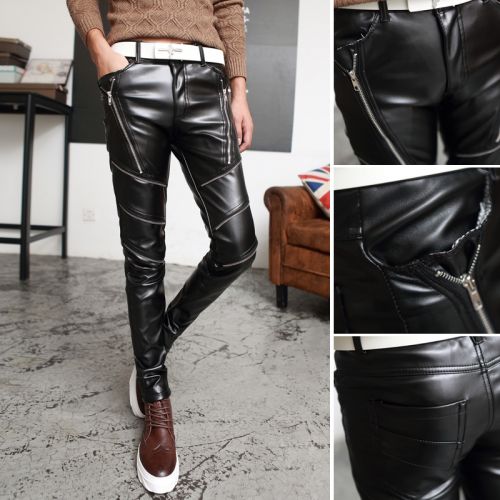 Pantalon cuir homme serré pour adolescent automne - Ref 1478419