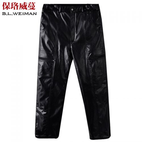 Pantalon cuir homme droit pour personne âgée BLWEIMAN PU hiver - Ref 1478560