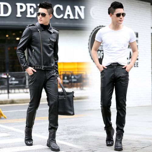Pantalon cuir homme pantalons fuselés pour jeunesse automne - Ref 1478577
