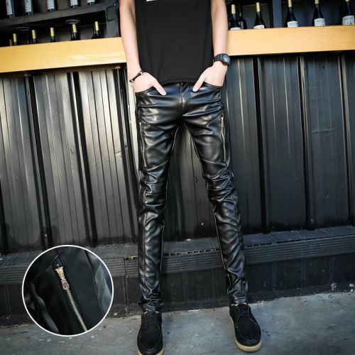 Pantalon cuir homme serré pour adolescent printemps - Ref 1478584