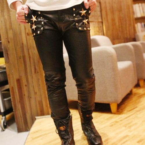 Pantalon cuir homme pantalons fuselés pour jeunesse - Ref 1478788