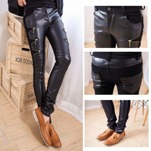 Pantalon cuir homme serré pour jeunesse automne - Ref 1479010
