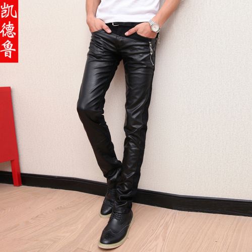 Pantalon cuir homme serré pour jeunesse automne - Ref 1479187