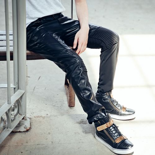 Pantalon cuir homme pantalons fuselés pour adolescent automne - Ref 1479529