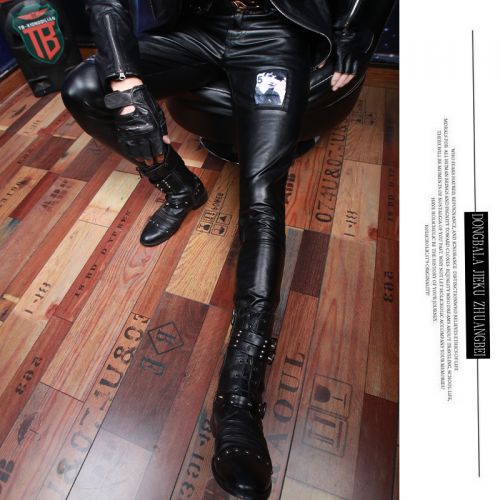 Pantalon cuir homme serré pour adolescent PU automne - Ref 1479598