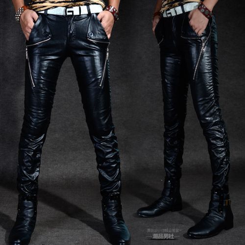 Pantalon cuir homme serré pour jeunesse PU hiver - Ref 1479669