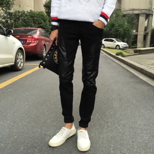 Pantalon cuir homme serré pour jeunesse PU automne - Ref 1480048