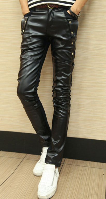 Pantalon cuir homme serré pour jeunesse PU automne - Ref 1480053
