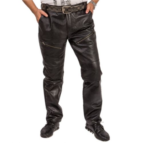 Pantalon cuir homme droit peau de chèvre pour hiver - Ref 1480126
