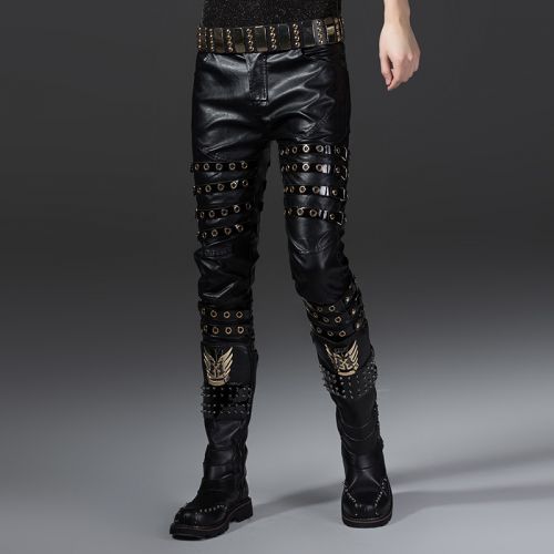 Pantalon cuir homme serré pour jeunesse ABCAAA automne - Ref 1480205