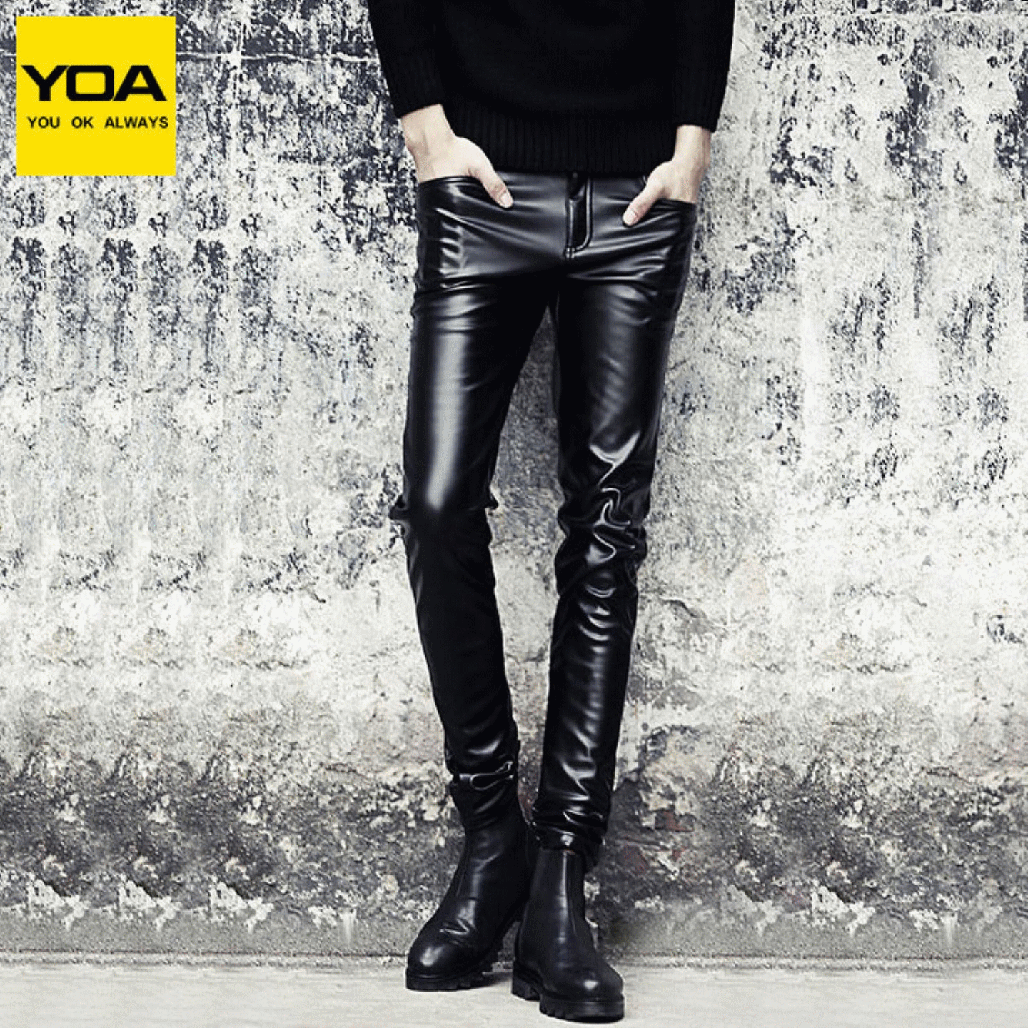 Pantalon cuir homme serré pour jeunesse PU automne - Ref 1480326