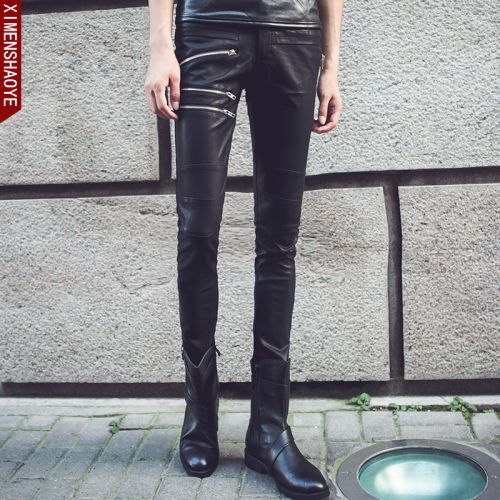 Pantalon cuir homme serré pour jeunesse automne - Ref 1480363