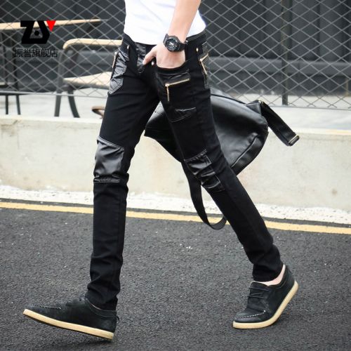 Pantalon cuir homme serré pour jeunesse automne - Ref 1480430